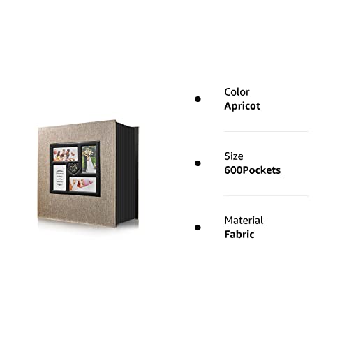 Hongxing Fabric Frame Cover Photo Album 4X6 600 Pockets Photos, Linen Cover, Extra Large Capacity Family Wedding Picture Albums Holds 600 Horizontal And Vertical Photos  (600Pockets, Apricot) (Hx-2) #TOP5