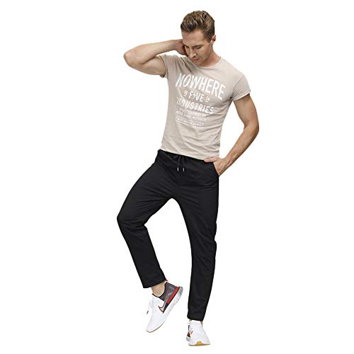 lexiart Mens Fashion Athletic Joggers Sports Pants Cotton Cargo Pants Sweatpants Trousers Long Pants Black