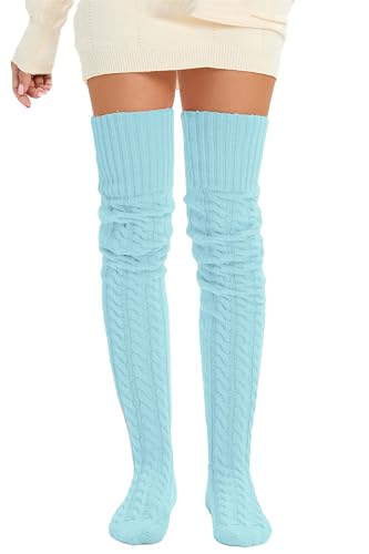 Image of Women's Thigh High Knitted Winter Boot Socks Vintage Extra Long Leg Warmer Over Knee High Stockings