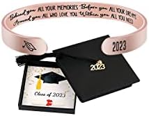 JoycuFF Bracelets for Girls Women Daughter Niece Friends College Graduation Gifts for Her 2023 Rose Gold Cuff Bangle Stainless Steel Jewelry with Inspire Engraved Message