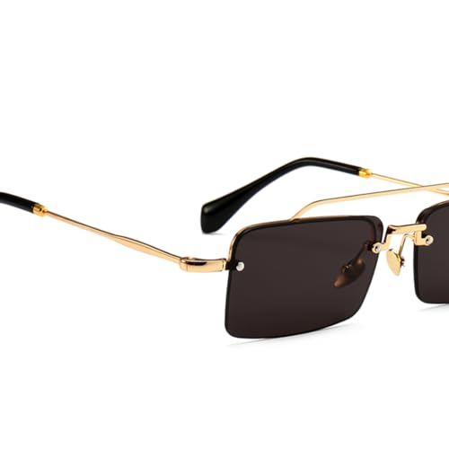 Lunettes de soleil rétro unisexes à monture fine métallique - 4