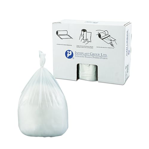 Image of Inteplast Group S386022N 60 Gallon Capacity, 60 inch Length x 38 inch Width x 22 Mic Thickness, Natural Color, HDPE Commercial Coreless Institutional Trash Can Liner (Case of 6 Roll, 25 Bags per Roll)