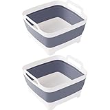 Detsuk Paquete de 2 sartenes para lavar platos, fregadero plegable