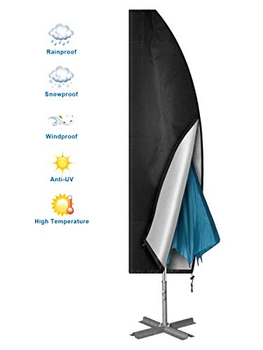 Myguru 265cm Housses pour Parasols de Jardin, Housse Parapluie Couvre Parapluie Parasol avec Zippé Protection Imperméable Anti-Vent/UV/Poussière Oxford 420D - (Largeur: 40cm/ 70cm/ 50cm)