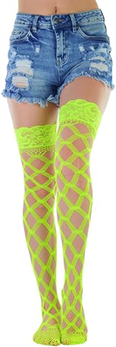 Image of ToBeInStyle Women's Multi-Strand Large Diamond Fence Net Thigh High Stockings
