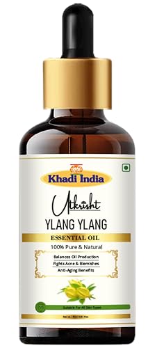 Image of Khadi YLANG YLANG Essential Oil 15 ml | Pure & Natural | For Skin Care, Dandruff & Dryness | Anti Aging Properties | Face & Body Massage Oil | All Skin Types | Aromatherapy for Men & Women