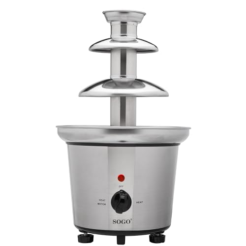 SOGO Fuente de chocolate eléctrica 60W de acero inoxidable - Fuente de chocolate cascada con 3 niveles - Fuente chocolate ideal para fiestas y postres - Fuente desmontable fácil de limpiar