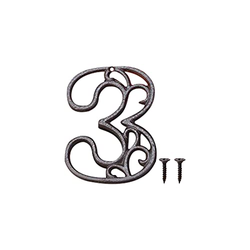 Zayookey Metal Numbers Numeri Civici in Ferro Colato Neri Numero Porta Esterno Numero di Indirizzo Rustico Vintage per Porte, Pareti, Indirizzi di Casa (Numero 3)