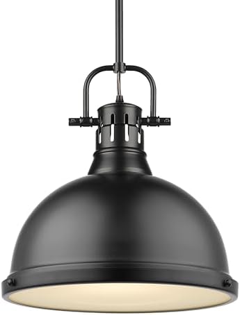 Golden Lighting 3604-L BLK Duncan Pendant, Matte Black with Matte Black Shade