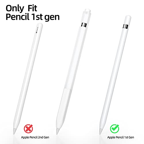 Image of Compatible with Apple Pencil 1st Generation Case, Non-Slip Silicone Case, [with 10 Silicone Nib Sleeves] for Apple Pencil 1st Generation. (White)