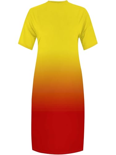 Image of SUZONANA Women Casual T-Shirt Dress V Neck Short Sleeve Solid Color Oversize Dress with Front Two Pockets