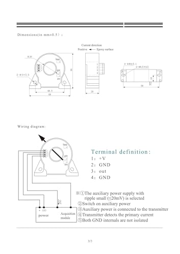 Sensor de Corriente Hall THA2020 de 24V para Evitar Interferencias con Salida Estable de 4-20 mA 5