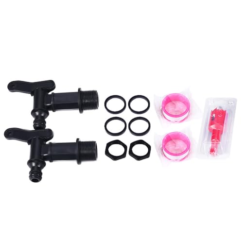 IBC - Set di rubinetti cisterna con filettatura da 3/4, valvola S60 x 6 con nastro, aprifori, dadi di bloccaggio, accessori per barile di pioggia, casa, giardino (plastica)