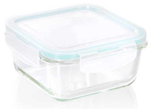 wenco Glasfrischebox 690 ml Frischhaltedose aus Borosilikatglas auslaufsichere Glasdose mit Klickverschluss und Silikondichtung backofentauglich bis 280C gefriergeeignet bis -20C