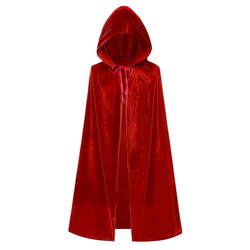 Clundoo Capa com capuz para criança, 100 cm comprimento disfarce vampiro menino e menina, capa de Halloween menino para Cosplay, menino menina para carnaval festa de anos (vermelho) (C-03ETPF1026-FBA)