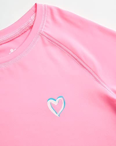Image of Pink Platinum Girls Swim Shirt - Lightweight Quick Dry Short Sleeve Rash Guard for Girls, Swim Top w /UPF 50+ Sun Protection
