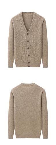 Vsadsau Men Large Wool V-Neck Sweater Solid Buttons Cardigan Sweater Casual Long Sleeve Knit Jumper3