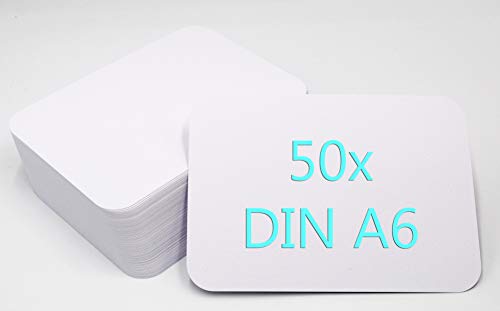 Lot de 50 cartes postales A6 blanches avec enveloppes et coins arrondis