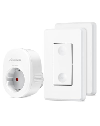 DEWENWILS Enchufe Inalámbrico con Mando a Distancia, 16A 3680W, Interruptor de Pared Inalámbrico, Juego de Enchufes Inalámbricos, Interruptor de Luz Ampliable para Decoración Festiva, Alcance de 30 m