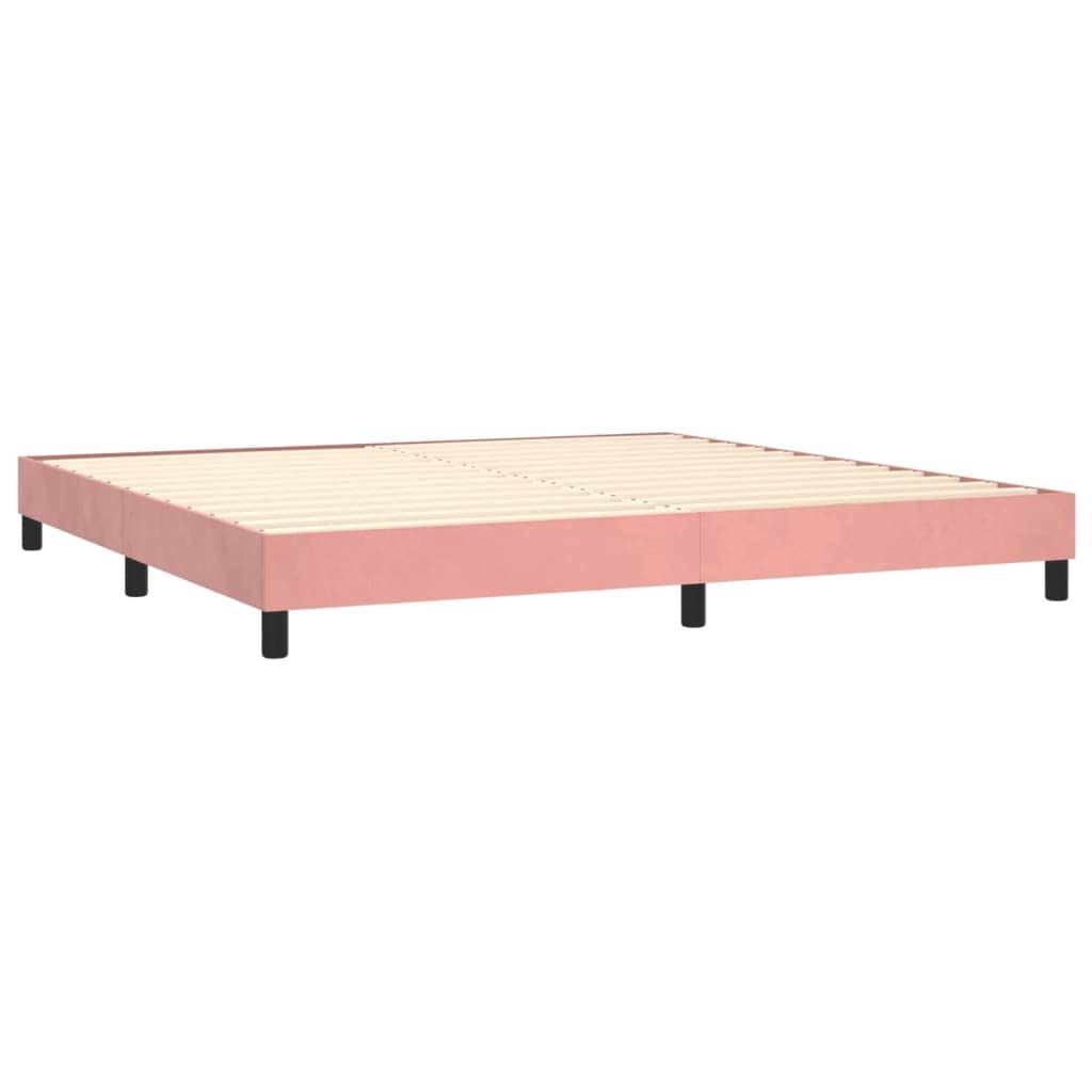 Cama con somier, color rosa, 200 x 200 cm, terciopelo