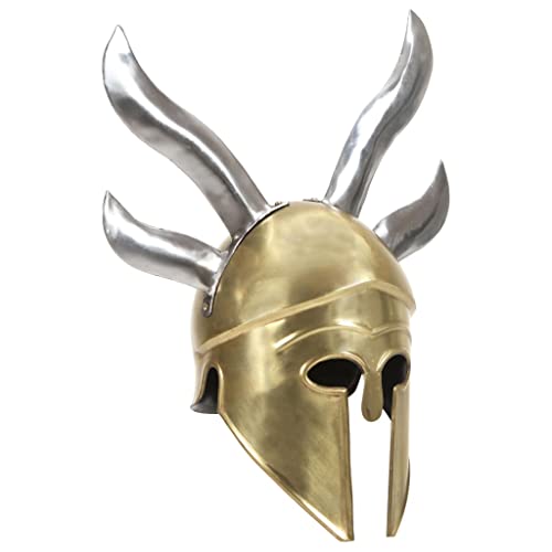 Casque de guerrier grec réplique ancienne en acier finition laiton de prestige