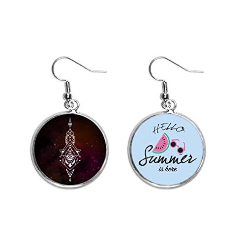 Pendientes de sandía alienígena joyería de lóbulo con tótem del universo para verano