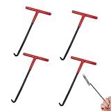 YEDOUALE 4 Stück Auspuff Federhaken Rot, T Griff Federzieher aus legiertem Stahl und ABS, Bremsfeder Werkzeug mit gebogenem Haken für Motorrad Roller Fahrrad Trampolin