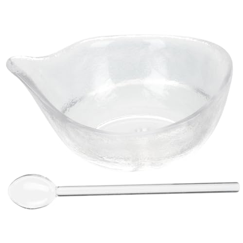 HAMPPLIES Rührschüssel Aus Glas Klein Mit Löffel Selbstgemacht Masken Mischschale Für Ätherische Öle Schönheitswerkzeug Für Zuhause Und Salon