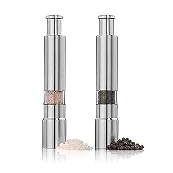 Nightstar Stainless Steel Small Hand Thumb Press Mini Pepper Grinder Crusher Mill Machine for Grinding Salt and Black Pepper (Silver,1 Pcs)