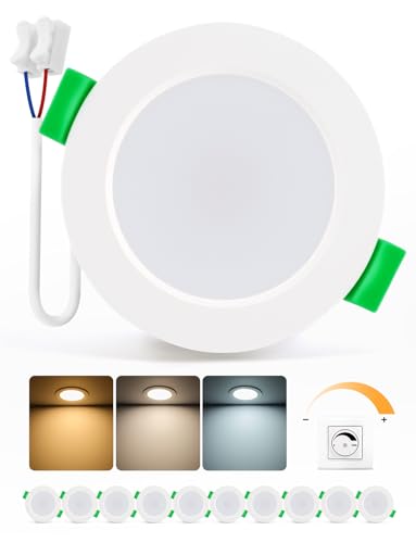 Bojim Faretti LED da Incasso per Cartongesso 4W Dimmerabili, Foro 55-68mm IP44, Luce Calda/Naturale/Fredda, Faretti LED Soffitto per Bagno, Cucina, Ufficio Cameretta, 10 Pezzi