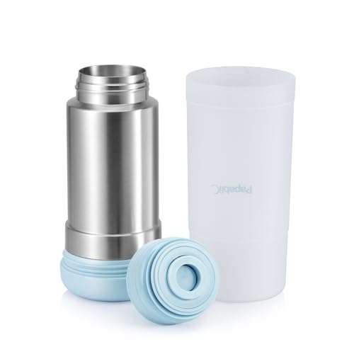 Image of Papablic Portable Travel Baby Bottle Warmer On The Go, Fits Most Car Cup Holders, 12 OZ Stainless Steel Bottle Warmer, Leak-Proof, Safe & Easy to Clean