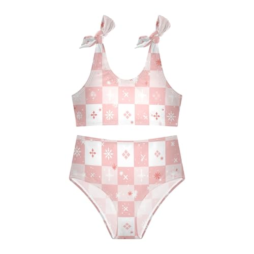 KLL Red & White Checked Christmas Girl Two Piece Bikini Sets Beach Bathing Suit Swimming Suits Cute Shoulder Strap3