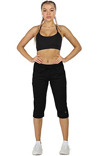 Image of icyzone Capri Sweatpants for Women - French Terry Workout Cropped Joggers Athletic Lounge Pants with Pockets