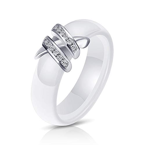 Lxbqysto Ceramic Wedding Band Ring For Women Simple Criss Cross Stackable Rings cover