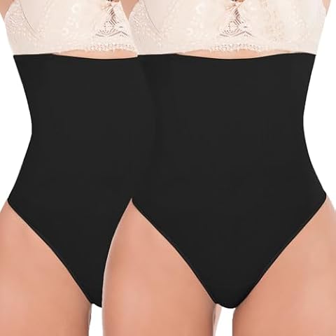 Hioffer 2 Pack 328 Women Waist Cincher Girdle Tummy Control Slimmer Sexy Thong Panty Shapewear Cover