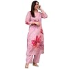 GoSriKi Women's Rayon Viscose Straight Printed Kurta with Pant (Susan Pink-GS_L_Pink_Large)