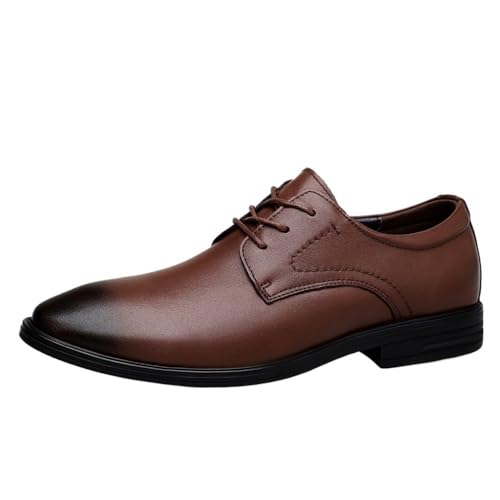 Men's Lace up Genuine Leather Derby Shoes Low Top Business Casual Dress Shoes Spring Formal Shoes with Polished Finish