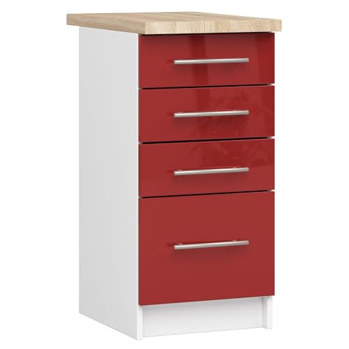 AKORD | Armoire de Cuisine avec Plan de Travail - Oliwia S40 | Meuble Bas avec 4 Tiroirs | Armoire...