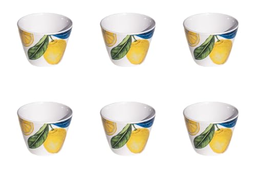 Abode Homewares Lemon Orchard NewWave - Cuenco de melamina de alta calidad apto para microondas, juego de 6, 4 pulgadas