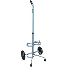 ResOne Dual Oxygen Tank Cart, 4Pack Case, Portable Oxygen Cart with Wheels, Adjustable Handle, PowderCoated Steel Frame, Holds 2 Size D or E Cylinders