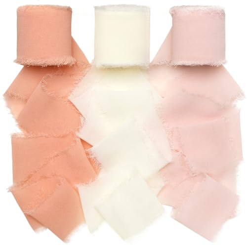 Jutieuo Blush Pink Chiffon Ribbon Set, 1.5 Inch x...