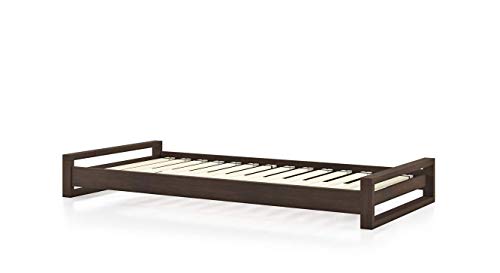 Image of Solid Sheesham Wood Single Bed Without Storage | Single Cot Wooden Palang | Space Saving Single Size Bed for Bedroom | Dark Walnut Finish, Mattress Size: 72x36 Inch