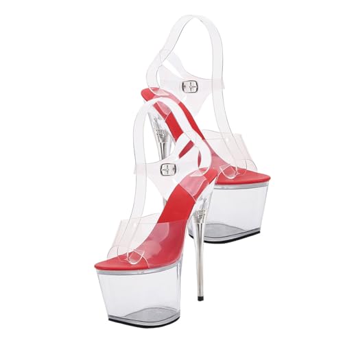 Sandales à talons hauts transparentes SOIMISS rouges 41, l'alliance du confort et du style glamour