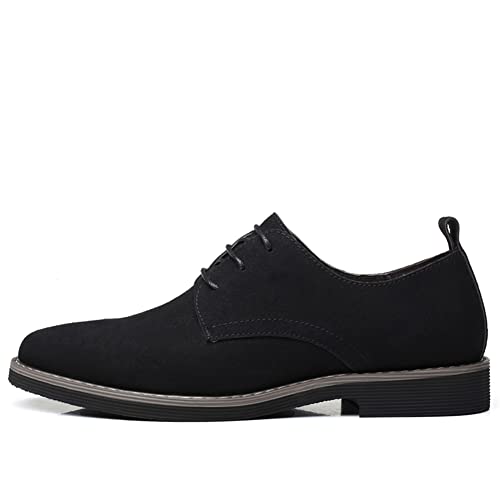 LLTMALL Men's Suede Leather Dress Shoes Lace up Round Toe Oxfords2