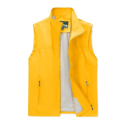 Image of Mens Vests Outerwear Windproof Lightweight Softshell Sleeveless Jacket | Breathable Zip Up Multi-Pockets Quick Dry Sports Vest for Golf Hiking Fishing Running