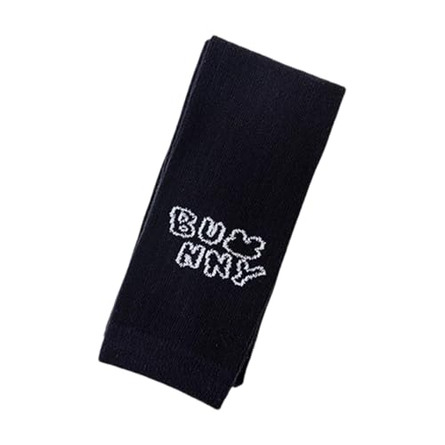 Toddler Girls Tights Ribbed Lines Crew Cuffs Black Letter Dog Embroidery Knit Cotton Footless Fashion Classical Cute Leggings for Toddler Girls 1 Pair 3-4 Years