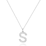 Tarsus Initial Cubic Zirconia Necklace Jewelry Gifts for Women Adjustable Chain 18" + 2"