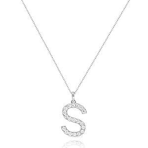 Tarsus Initial Cubic Zirconia Necklace Jewelry Gifts for Women Adjustable Chain 18″ + 2″