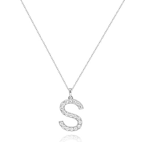 Tarsus Initial Cubic Zirconia Necklace Jewelry Gifts for Women Adjustable Chain 18″ + 2″