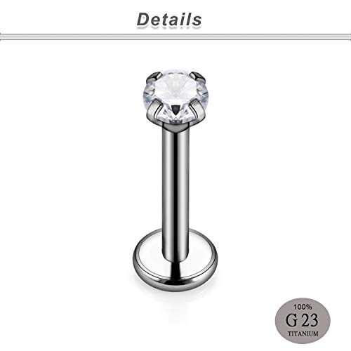 Ocptiy 16G G23 Titanium Lip Labret Monroe Medusa Ashley Ring Stud Hypoallergenic Cartilage Tragus Helix Conch Ear Earring Stud Set Piercing Jewelry Stainless Surgical Steel For Women Men 6Mm 8Mm 10Mm #TOP3